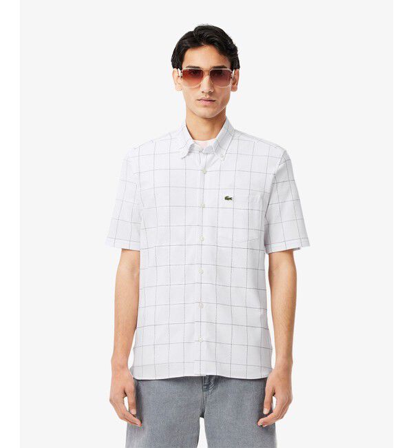 LACOSTE「ウィンドウペーンチェックジャージシャツ」|シャツ・ブラウス|ブラック
