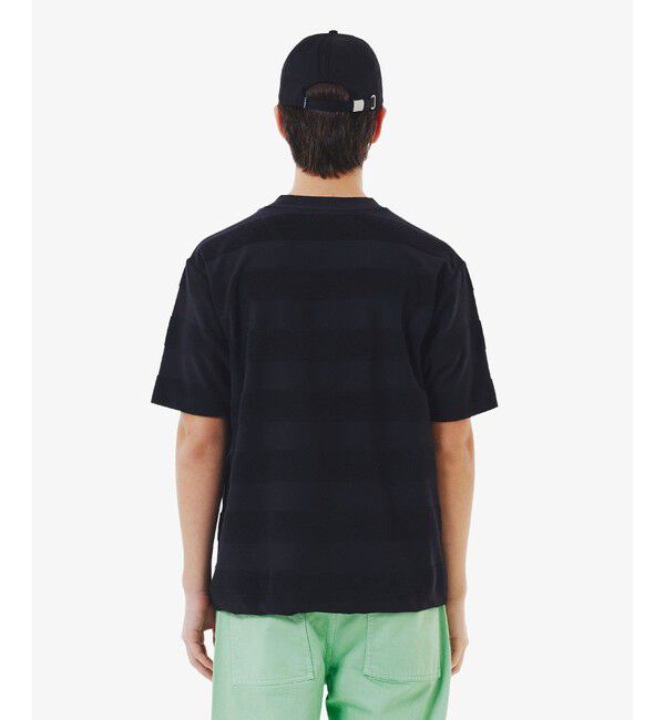 LACOSTE「オーバーサイズ パイル地切り替え同色ボーダーTシャツ」|Tシャツ・カットソー|