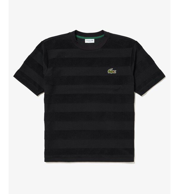 LACOSTE「オーバーサイズ パイル地切り替え同色ボーダーTシャツ」|Tシャツ・カットソー|