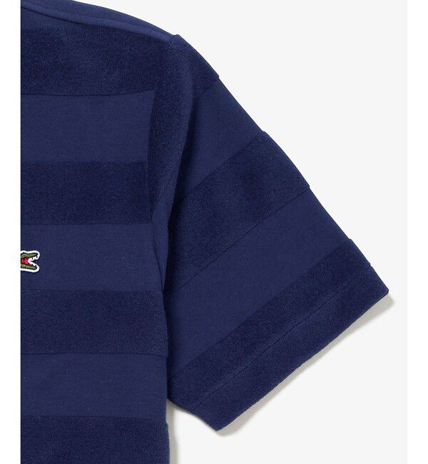 LACOSTE「オーバーサイズ パイル地切り替え同色ボーダーTシャツ」|Tシャツ・カットソー|
