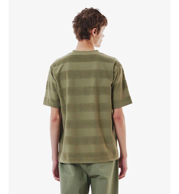 LACOSTE「オーバーサイズ パイル地切り替え同色ボーダーTシャツ」|Tシャツ・カットソー|