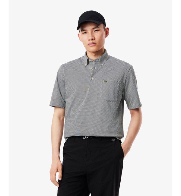 LACOSTE「消臭・速乾・UVカットマイクロチェックポロシャツ」|ポロシャツ|ブラック