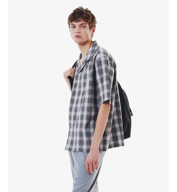 LACOSTE「リネンブレンドオープンカラーオンブレチェックシャツ」|シャツ・ブラウス|