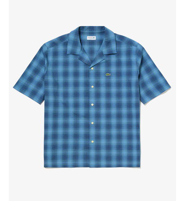 LACOSTE「リネンブレンドオープンカラーオンブレチェックシャツ」|シャツ・ブラウス|
