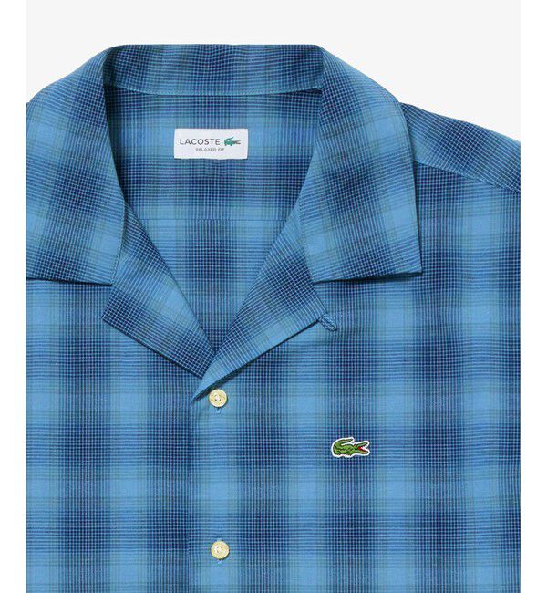 LACOSTE「リネンブレンドオープンカラーオンブレチェックシャツ」|シャツ・ブラウス|