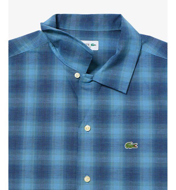 LACOSTE「リネンブレンドオープンカラーオンブレチェックシャツ」|シャツ・ブラウス|