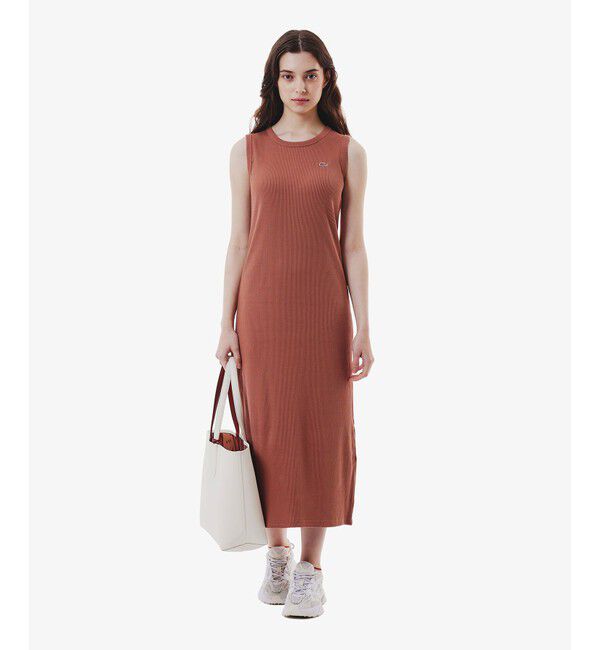 LACOSTE「ノースリーブリブニットドレス」|ワンピース|ブラウン