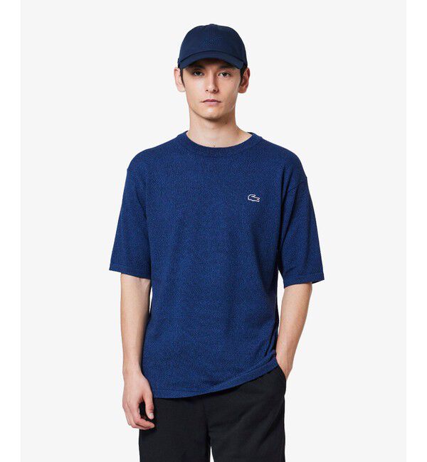LACOSTE「3色混合メランジェニットTシャツ」|Tシャツ・カットソー|インディゴブルー