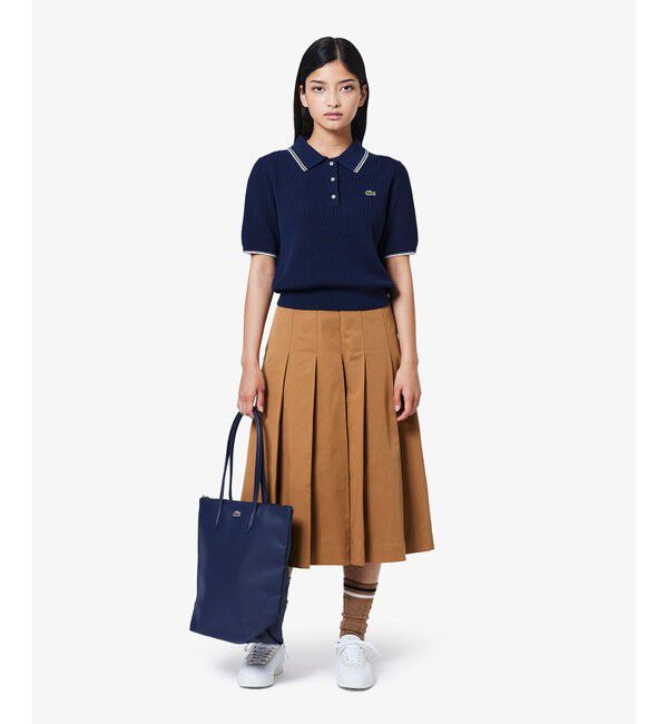 LACOSTE「ミディプリーツスカート」|スカート|キャメル