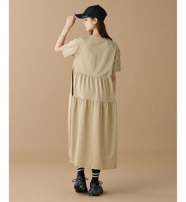 LACOSTE「ティアード切り替え コットンドレス マキシ丈 ワンピース」|ワンピース|