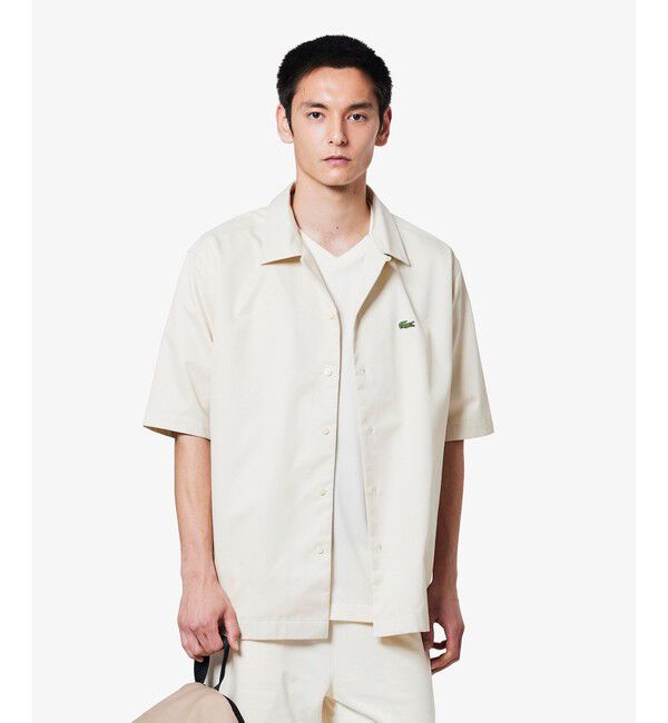 LACOSTE「シルクブレンドオープンカラーシャツ」|シャツ・ブラウス|オフホワイト