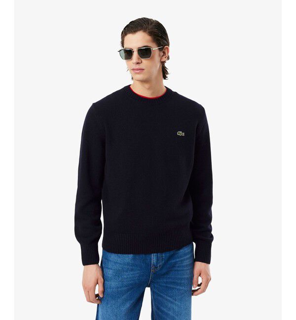 LACOSTE「エッセンシャルウールニットセーター」|ニット・セーター|ネイビー