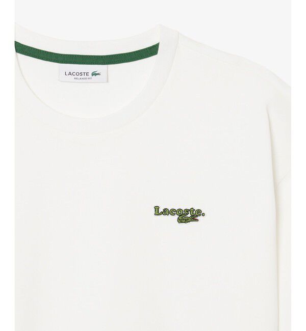 LACOSTE「ネーム＆ワニロゴパッチクロップド半袖Tシャツ」|Tシャツ・カットソー|
