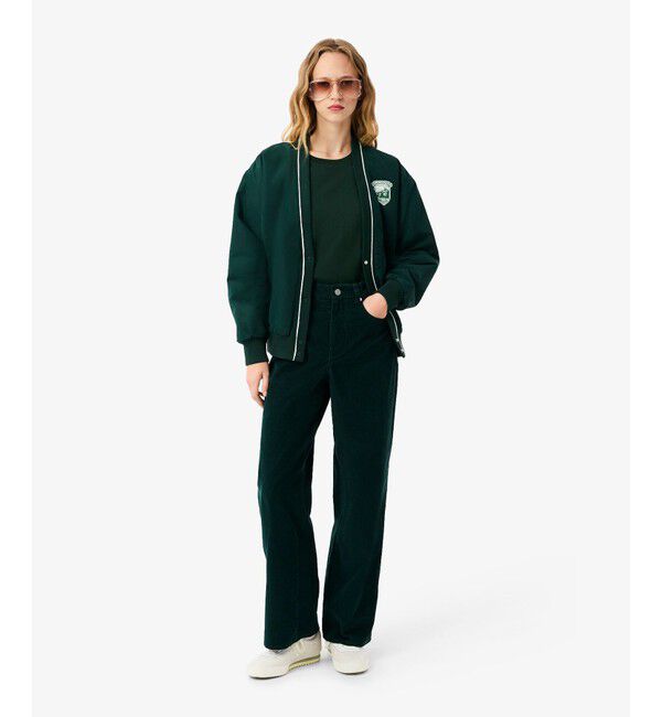 LACOSTE「ネーム＆ワニロゴパッチクロップド半袖Tシャツ」|Tシャツ・カットソー|