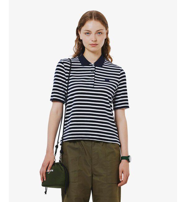 LACOSTE「ベロアボーダー半袖ポロシャツ」|ポロシャツ|