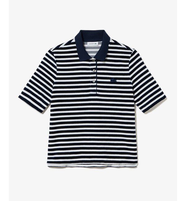 LACOSTE「ベロアボーダー半袖ポロシャツ」|ポロシャツ|