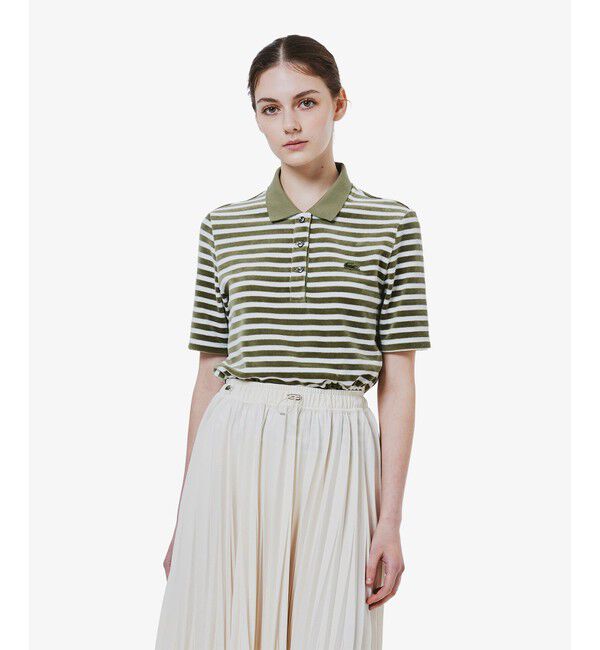 LACOSTE「ベロアボーダー半袖ポロシャツ」|ポロシャツ|