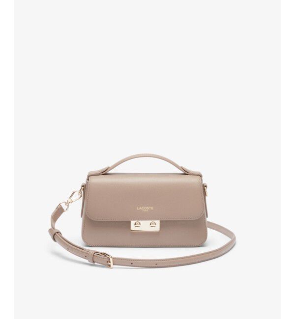 LACOSTE「シャンゼリゼ レザーショルダーバッグ / ハンドバッグ」|ハンドバッグ|サンドベージュ