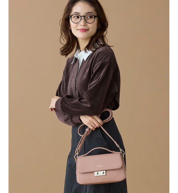 LACOSTE「シャンゼリゼ レザーショルダーバッグ / ハンドバッグ」|ハンドバッグ|