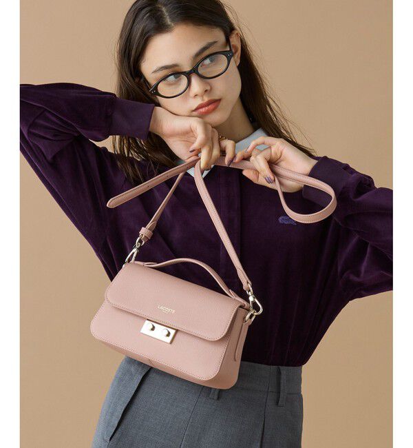 LACOSTE「シャンゼリゼ レザーショルダーバッグ / ハンドバッグ」|ハンドバッグ|
