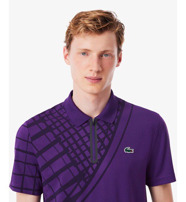 LACOSTE「アシンメトリーラケットグラフィックウルトラドライポロシャツ」|ポロシャツ|