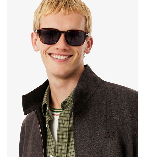 LACOSTE「ウールヘリンボーン ツイード スタンドカラー ハリントンジャケット」|ブルゾン・スタジャン|