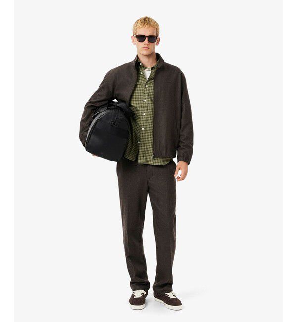 LACOSTE「ウールヘリンボーン ツイード スタンドカラー ハリントンジャケット」|ブルゾン・スタジャン|