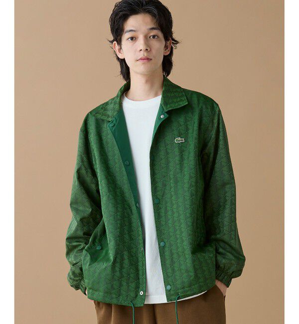 LACOSTE「撥水 リバーシブルコーチジャケット 無地&times;総柄」|ブルゾン・スタジャン|グリーン