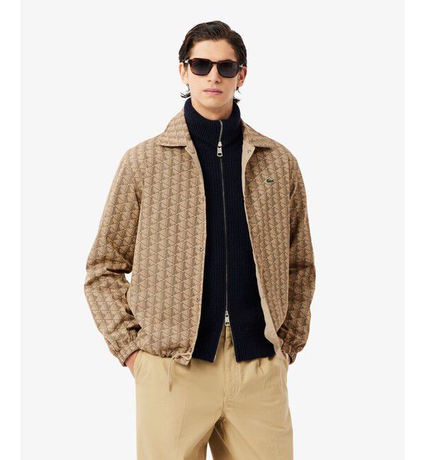 LACOSTE「撥水 リバーシブルコーチジャケット 無地&times;総柄」|ブルゾン・スタジャン|ベージュ