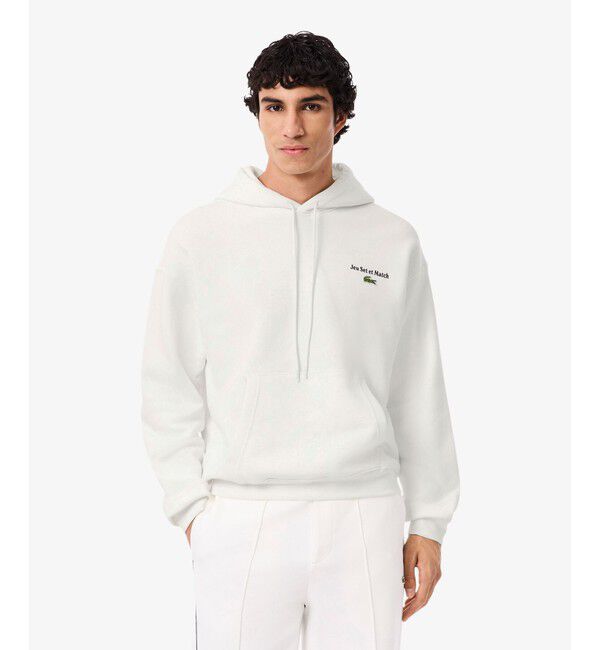 LACOSTE「Jeu Set et Matchバックプリントスウェットフーディー」|パーカー|ホワイト
