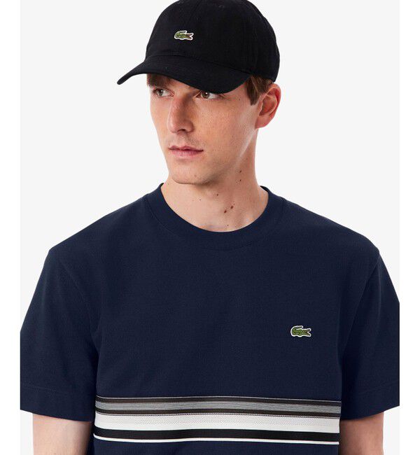 LACOSTE「フロントボーダーフレンチメイド鹿の子Tシャツ」|Tシャツ・カットソー|