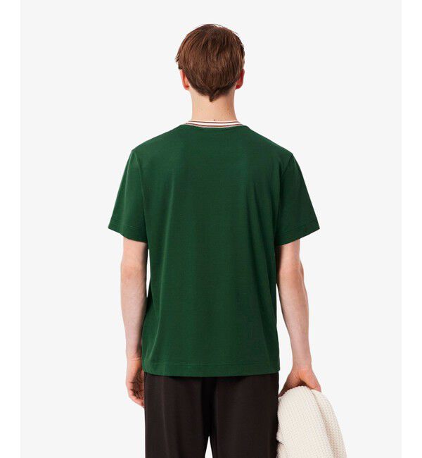 LACOSTE「ボーダーリブネックフレンチメイドTシャツ」|Tシャツ・カットソー|