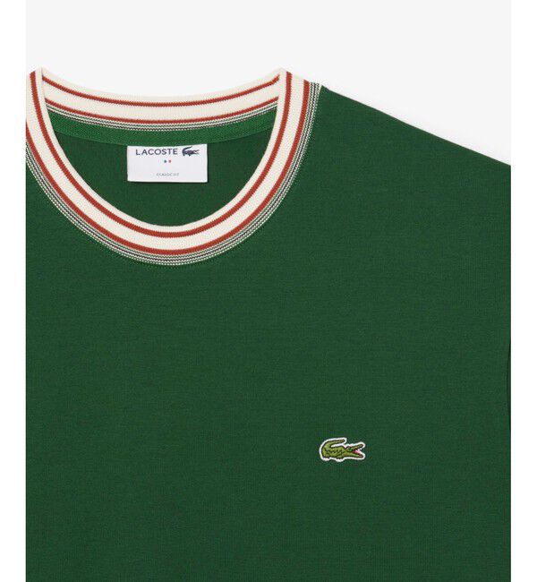 LACOSTE「ボーダーリブネックフレンチメイドTシャツ」|Tシャツ・カットソー|
