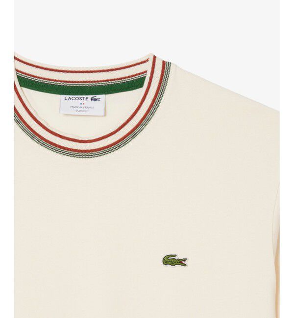 LACOSTE「ボーダーリブネックフレンチメイドTシャツ」|Tシャツ・カットソー|