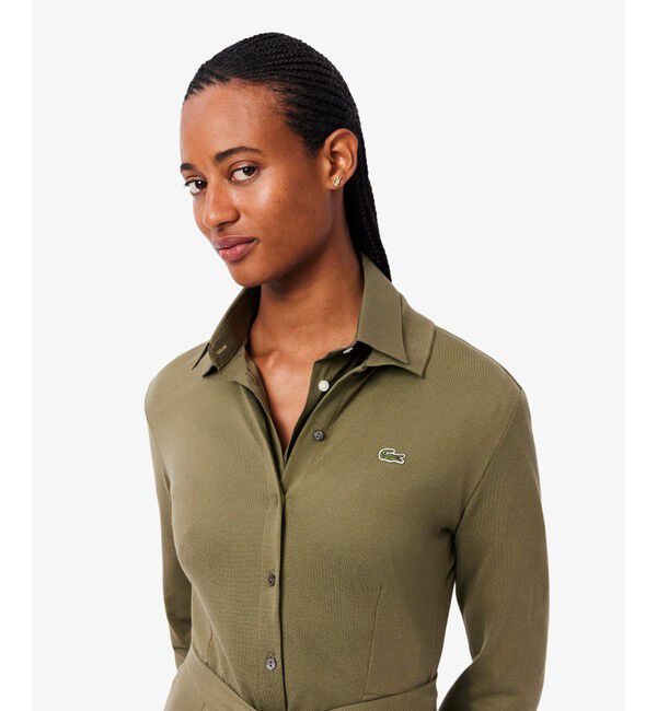LACOSTE「鹿の子地ポロカラーシャツドレス」|ワンピース|