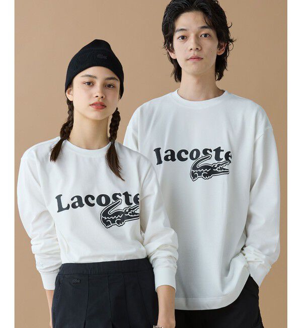 LACOSTE「【オンライン限定】LACOSTE 鹿の子オーバーサイズプリント ロングスリーブTシャツ」|Tシャツ・カットソー|ホワイト