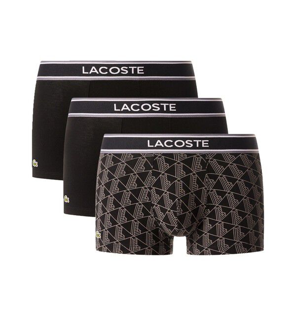 LACOSTE「モノグラム＆プレーン／3パックストレッチコットントランクショーツセット」|インナー|