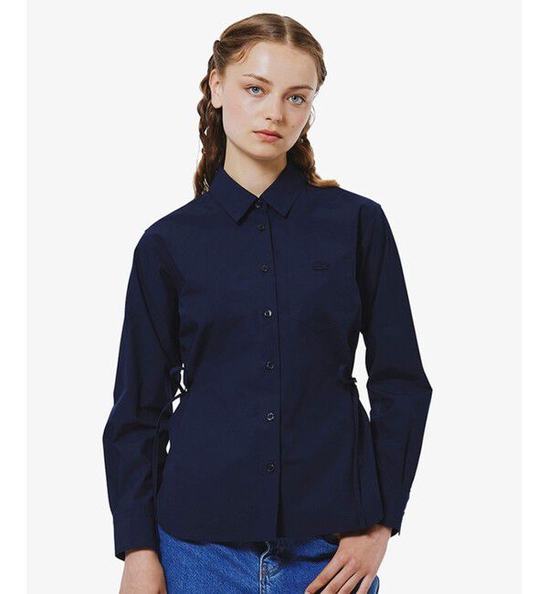 LACOSTE「リボンディテール ストレッチロングスリーブシャツ」|シャツ・ブラウス|ネイビー