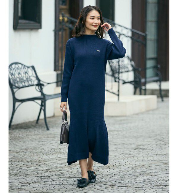LACOSTE「ローウエストリブニットドレス / フレアワンピース」|ワンピース|ネイビー