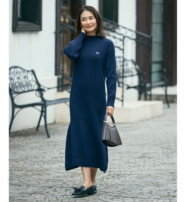 LACOSTE「ローウエストリブニットドレス / フレアワンピース」|ワンピース|