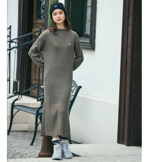 LACOSTE「ローウエストリブニットドレス / フレアワンピース」|ワンピース|ダークブラウン