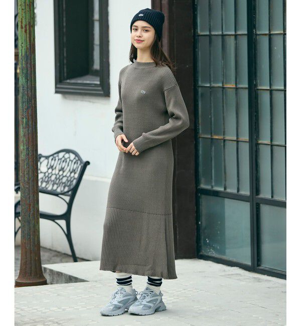 LACOSTE「ローウエストリブニットドレス / フレアワンピース」|ワンピース|