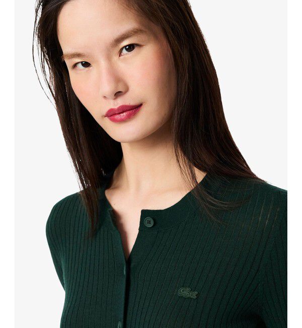 LACOSTE「3Dニッティングメリノウール ハイゲージニットカーディガン」|カーディガン|