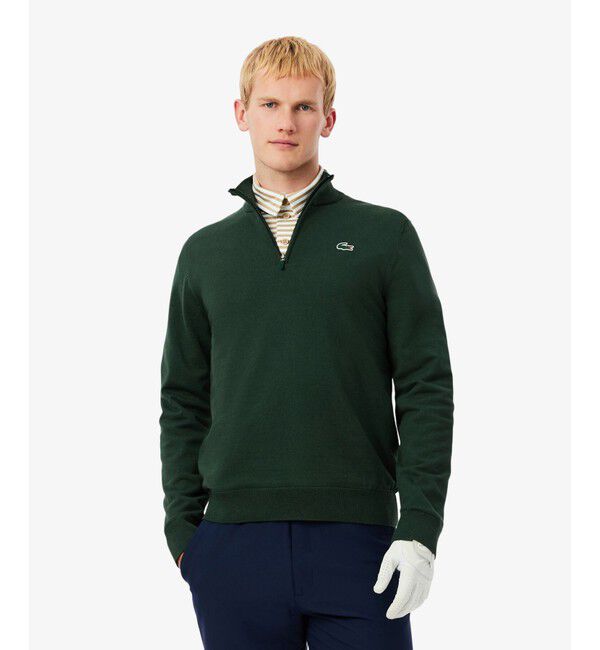LACOSTE「ウールブレンドハーフジップゴルフセーター」|ニット・セーター|ダークグリーン