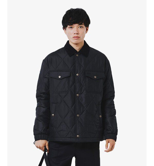 LACOSTE「THERMORE中綿 コーデュロイカラーキルティングジャケット」|ブルゾン・スタジャン|ブラック