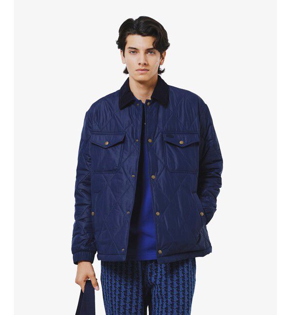 LACOSTE「THERMORE中綿 コーデュロイカラーキルティングジャケット」|ブルゾン・スタジャン|ネイビー