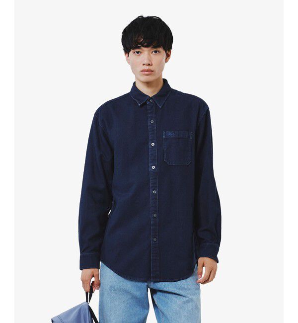 LACOSTE「ウォッシュドヘリンボーンネルシャツ」|シャツ・ブラウス|ダークネイビー