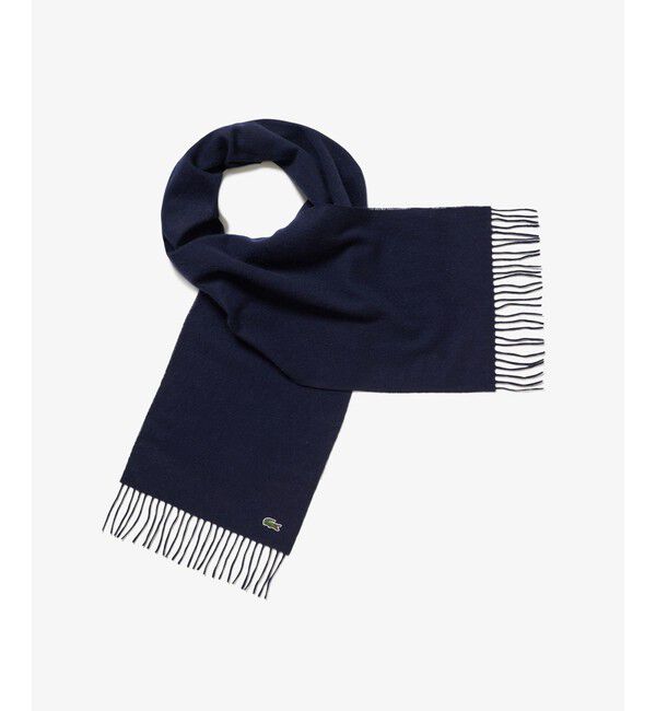 LACOSTE「ホワイトカシミヤマフラー」|マフラー|ネイビー
