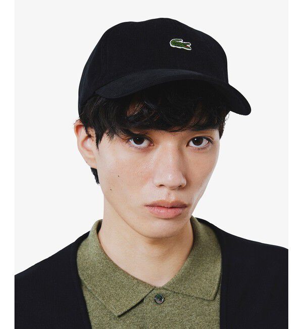 LACOSTE「ワンポイントワニロゴ・コーデュロイキャップ」|キャップ・キャスケット|ブラック