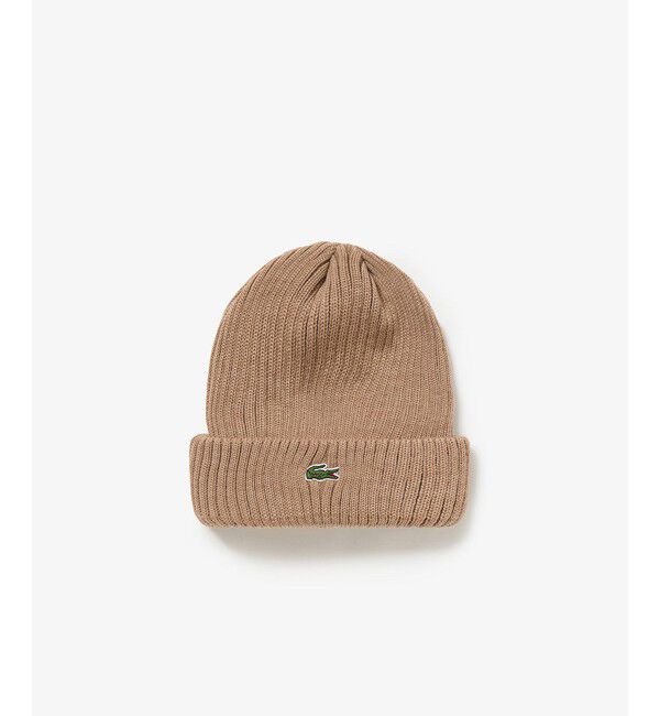 LACOSTE「ウールリブニットキャップ」|キャップ・キャスケット|ベージュ